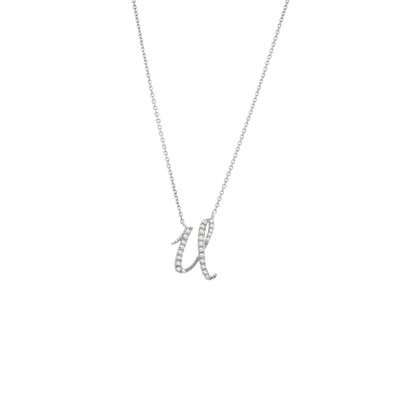 Monary Diamond Script Initial Necklace (wg/ 16+2") In Silver