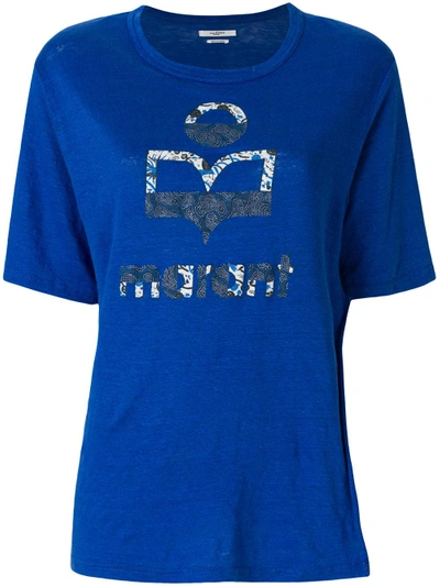 Isabel Marant Étoile Kuata Logo Printed T In Blue