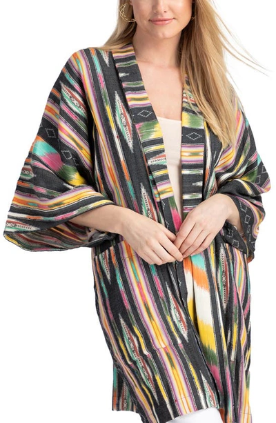 Saachi Ikat Stripe Cardigan In Black