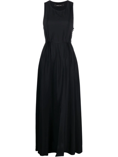 Federica Tosi Sleeveless Maxi Silk Dress Cutout Back In Black