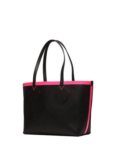 Burberry Reversible Tote In Black And Pink Fluo In Black Neon Pink