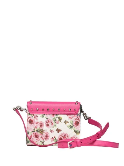Dolce & Gabbana Crossbody Bag In Pink An White Dauphine Leather In Rosa F.do Bianco