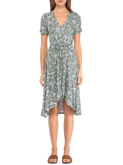 B Collection By Bobeau Rowan Womens Short Sleeve Floral Print Wrap Dress In Multi