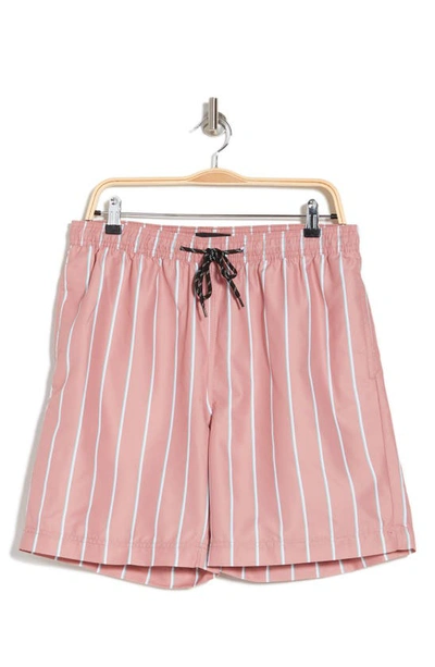 Nordstrom Rack Recycled 7" Swim Trunks In Pink Glass Shadow Stripe