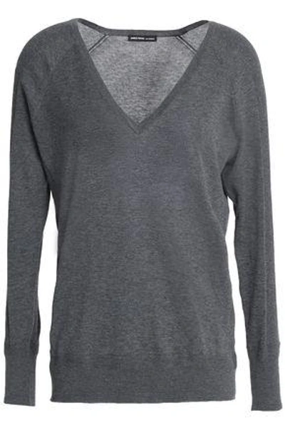 James Perse Woman Mélange Cotton Sweater Dark Gray