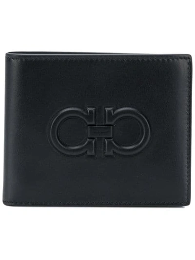 Ferragamo Firenze Logo Leather Bi-fold Wallet In Black