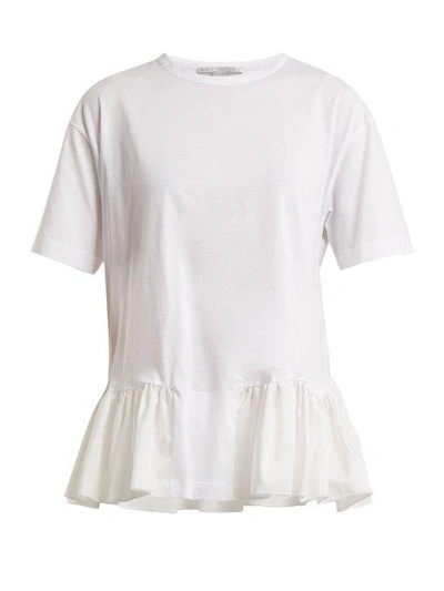 Stella Mccartney Organic Cotton Ruffle-hem T-shirt In White