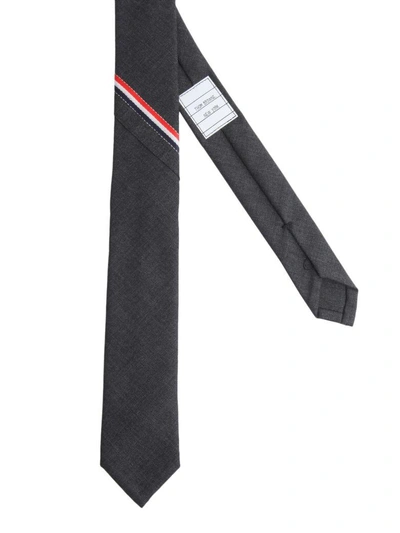 Thom Browne Tie With Stripes Detail In Grigio
