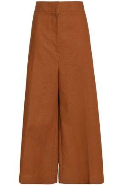 Marni Woman Wool And Linen-blend Wide-leg Pants Light Brown