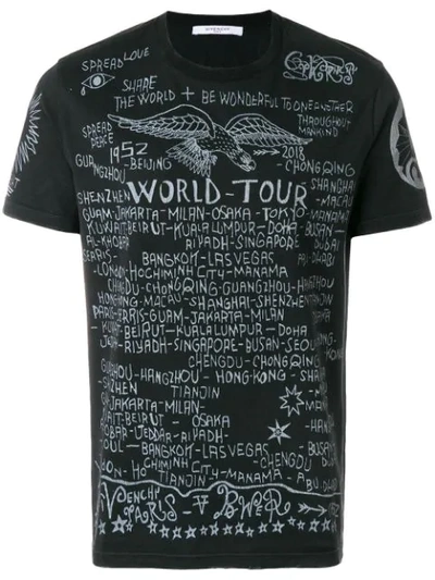 Givenchy World Tour Graphic Logo T-shirt In Black