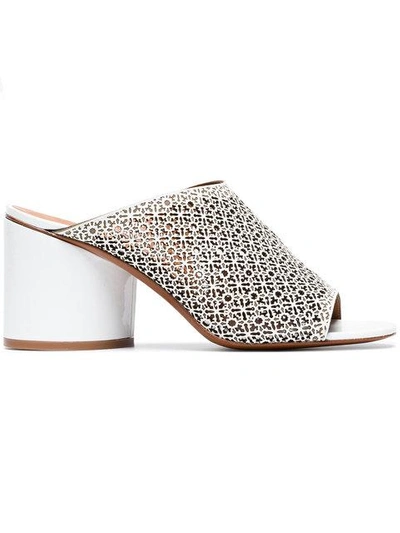 Robert Clergerie Clergerie White Cara 75 Leather Mules