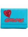 Dolce & Gabbana Blue Trifold 'amore' & Heart Wallet