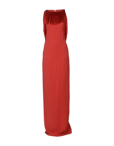 Michael Kors Long Dresses In Brick Red