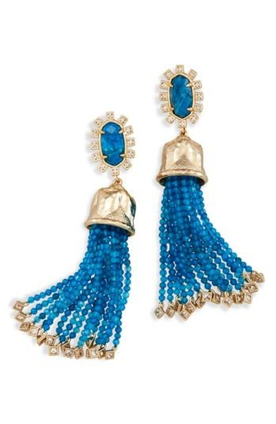 Kendra Scott Decker Tassel Drop Earrings In Aqua/ Brass
