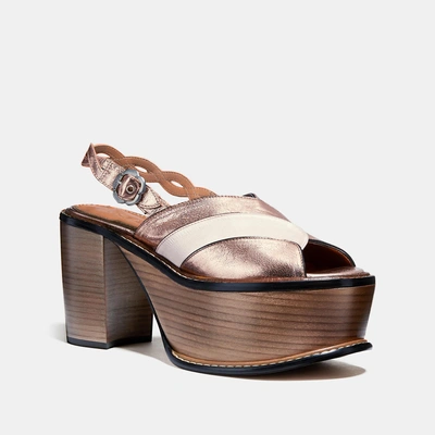 Coach Platform Sandal - Size 8 B In Rose Gold/rose Gold