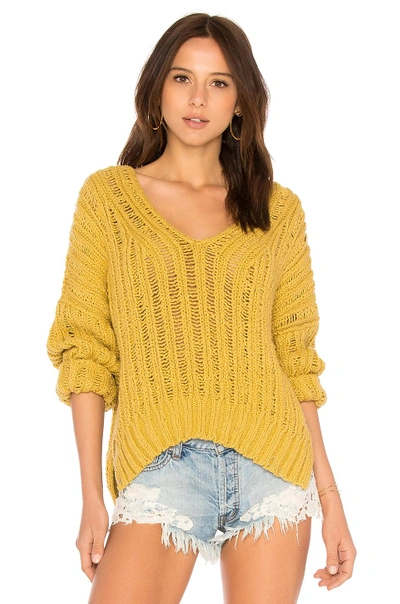 Free People Infinite V Neck Sweater In Mustard