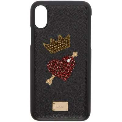 Dolce & Gabbana Black Heart Iphone X Case In Black