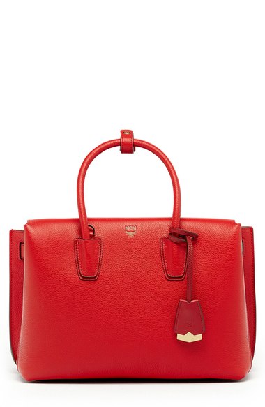 Mcm Milla Medium Leather Tote Bag, Ruby Red | ModeSens