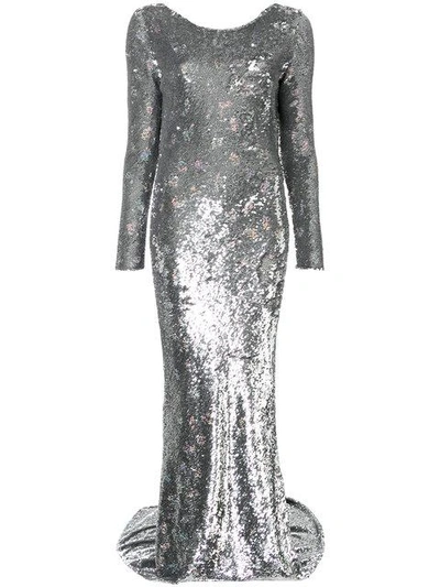 Ashish Sequined Gown In Metallic
