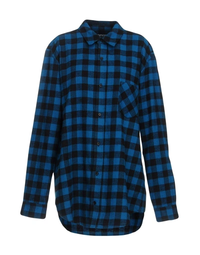 Adaptation Checked Shirt In Slate Blue