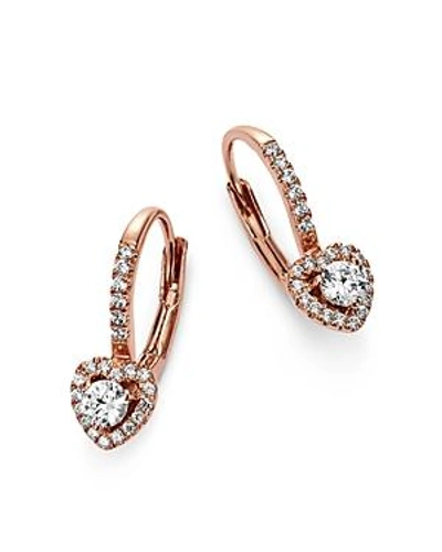 Bloomingdale's Diamond Heart Drop Earrings In 14k Rose Gold, 0.35 Ct. T.w. - 100% Exclusive In White/rose