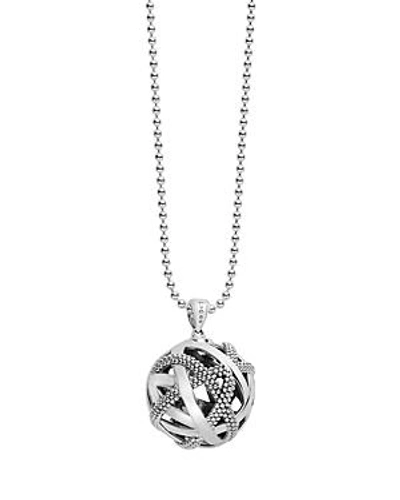 Lagos Sterling Silver Caviar Talisman Woven Knot Pendant Necklace, 34