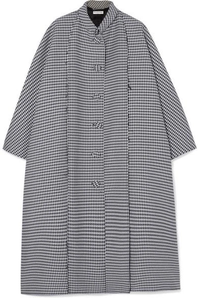 Balenciaga Oversized Houndstooth Wool And Silk-blend Crepe Coat In Black