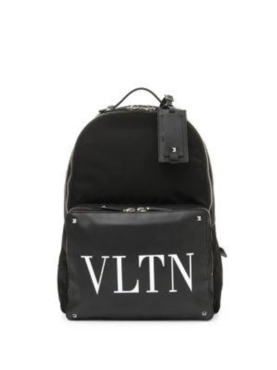 Valentino Garavani Leather Logo Back Pack In Black