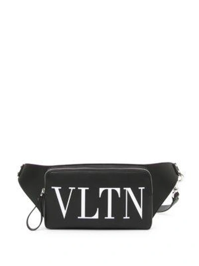 Valentino Garavani Men's Vltn Logo Leather Crossbody Bag In Nero Bianco