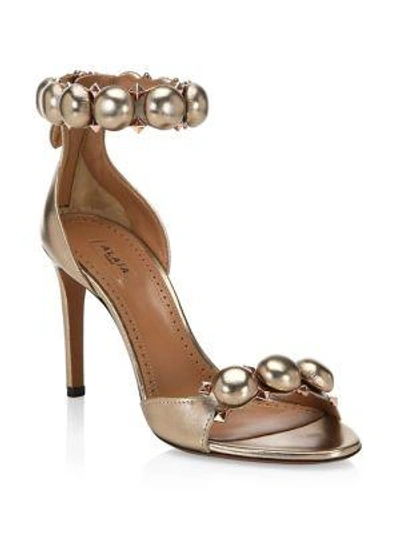 Alaïa Studded Stiletto-heel Leather Sandals In Metallic