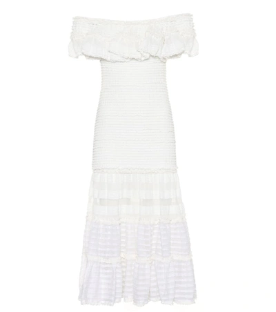 Jonathan Simkhai Off-the-shoulder Ruffled Stretch-lace Midi Dress In White