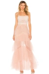 Bcbgmaxazria Oly Long Tulle Gown In Bare Pink In Blush