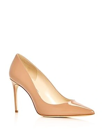 Brian Atwood Valerie Pointy Toe Pump In Cappucino Nude Patent