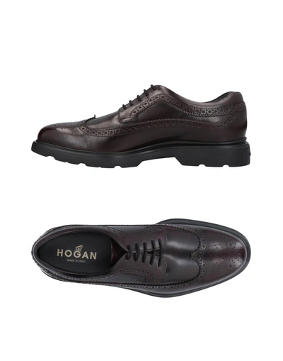 Hogan Laced Shoes In Deep Purple