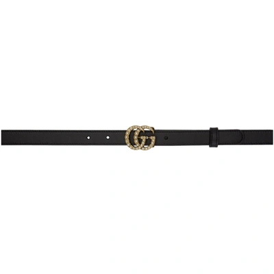 Gucci Leather Belt With Pearl Double G In Black