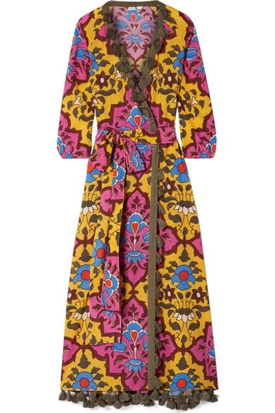 Rhode Lena Tasseled Printed Cotton-voile Maxi Dress In Pink