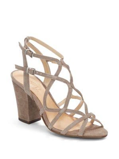 Schutz Open Toe Cage Sandals In Mouse