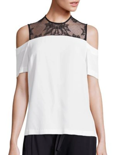 A.l.c Glyn Lace Yoke Cold-shoulder Top In White Black