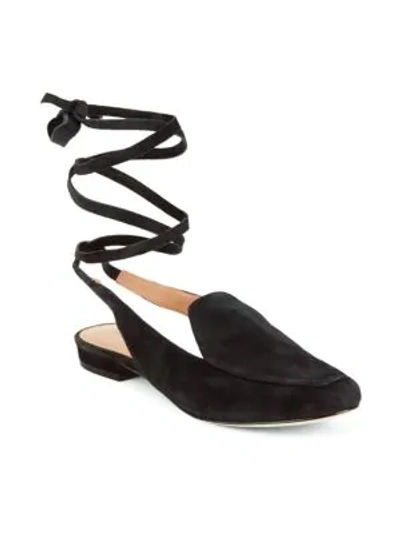 Sigerson Morrison Ankle-tie Leather Shoes In Black