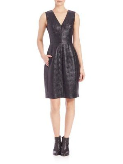 knee length dresses for ladies Leather Dress with Slit Black / 8 main image 1
