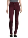 Ag Prima Sateen Cigarette Skinny Jeans In Wine