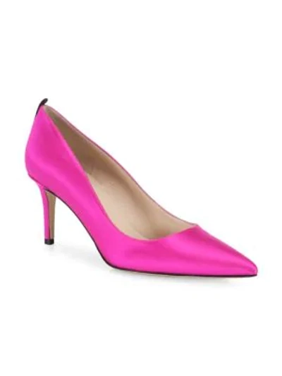 Sjp By Sarah Jessica Parker Fawn Satin Pointed-toe 70mm Pump, Fuchsia In Candy