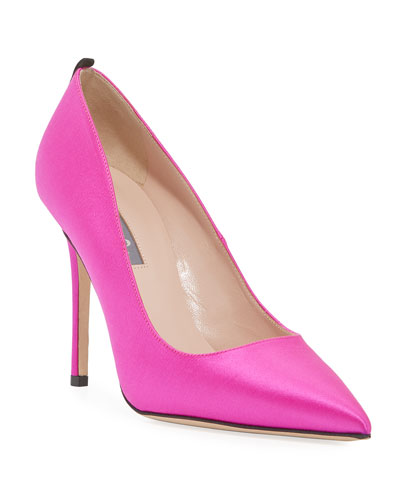 Sjp By Sarah Jessica Parker Fawn Satin Point Toe Pumps In Candy Pink ...