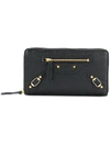 Balenciaga Classic Zip-around Leather Wallet In Black