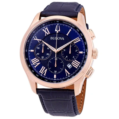 Bulova Men's Wilton Blue Dial Watch In Gold