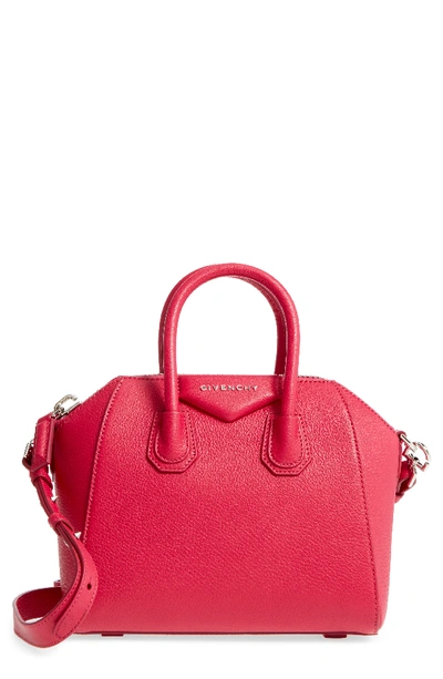 Givenchy 'mini Antigona' Sugar Leather Satchel - Pink In Fushia