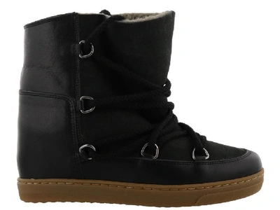 Isabel Marant Nowles Shearling Fur-lined Ankle Boot In Black