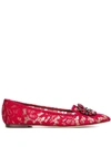 Dolce & Gabbana Vally Taormina Lace Ballerina Shoes In Red