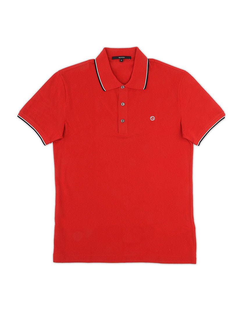 Gucci Red Polo Shirt With Contrast Profiles | ModeSens