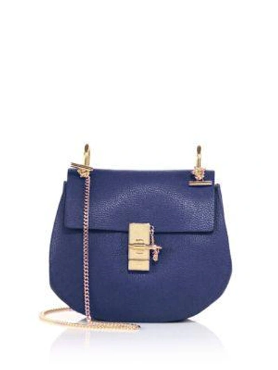 Chloé Small Drew Leather Saddle Bag In Royal Blue